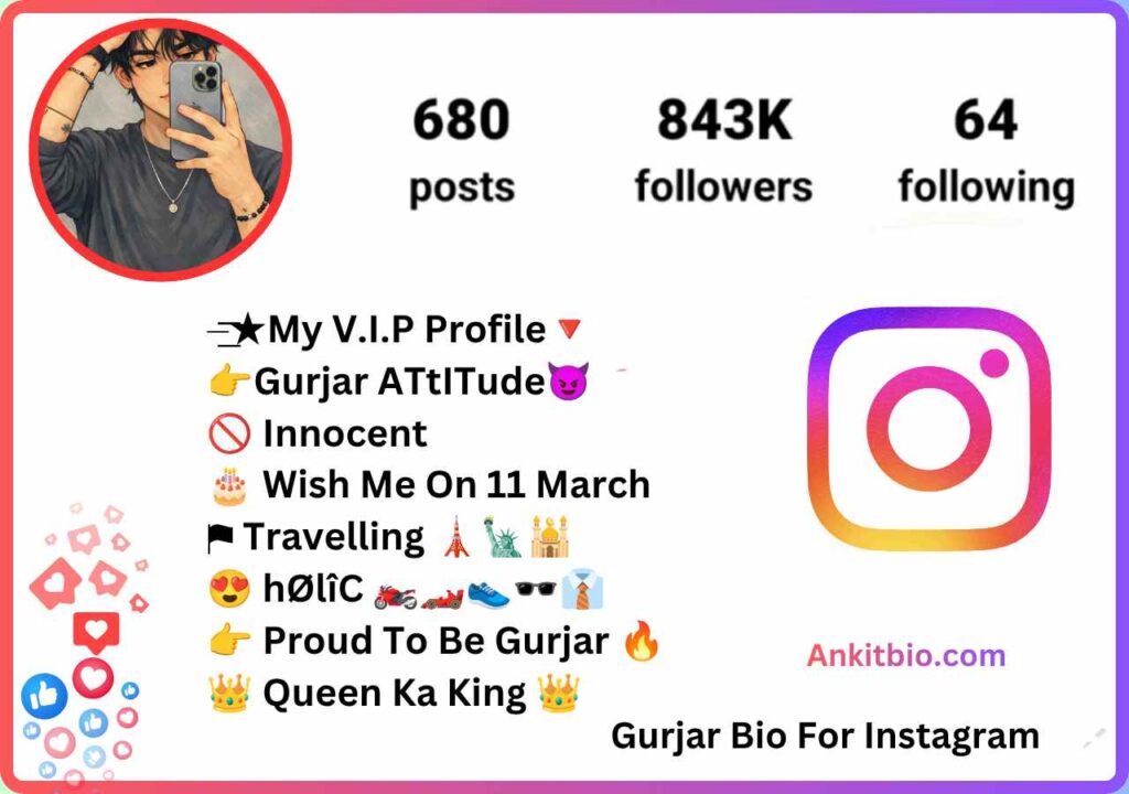 Gurjar Bio For Instagram