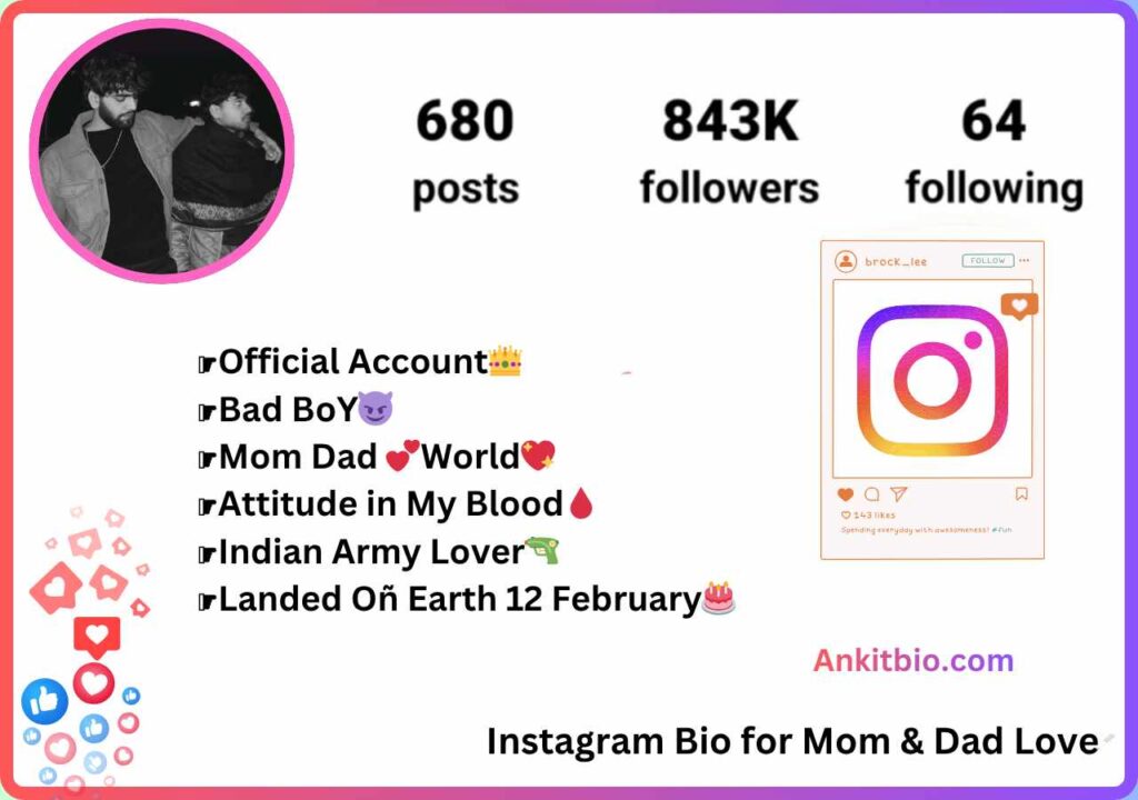 Instagram Bio for Mom & Dad Love