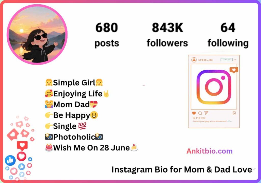 Instagram Bio for Mom & Dad Love