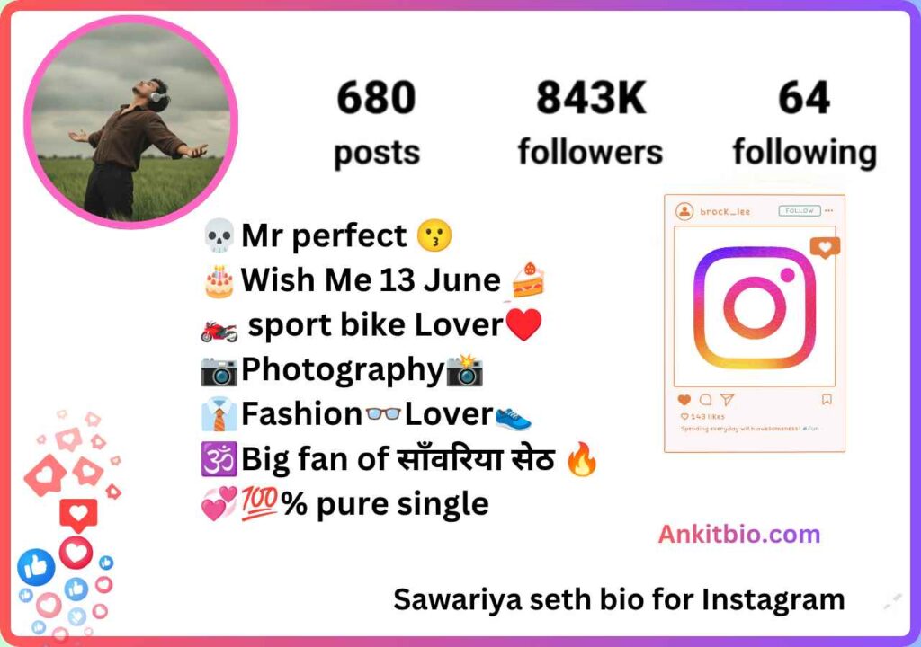 Sawariya seth bio for Instagram