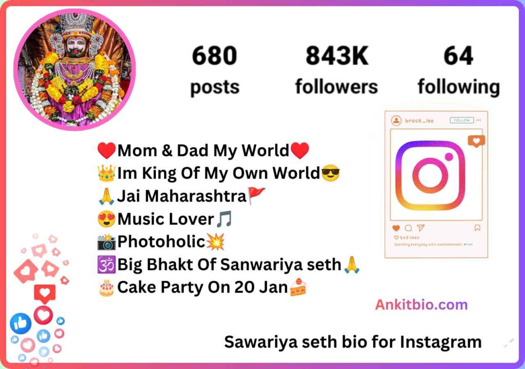 Sawariya seth bio for Instagram