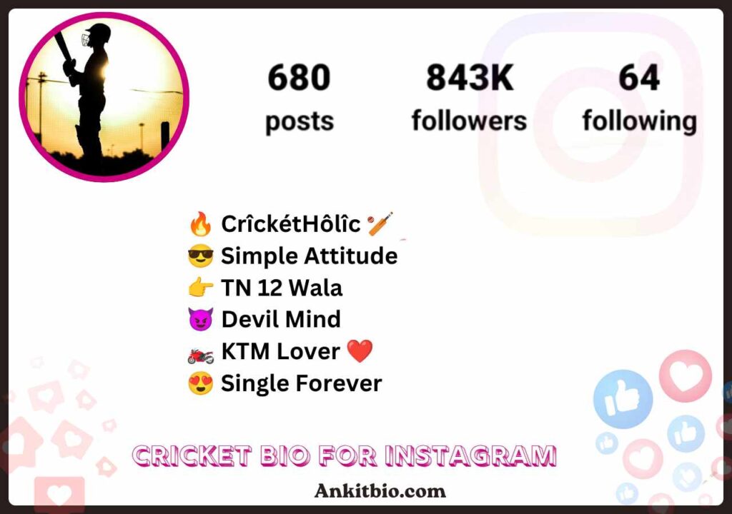Cricket Bio For Instagram
