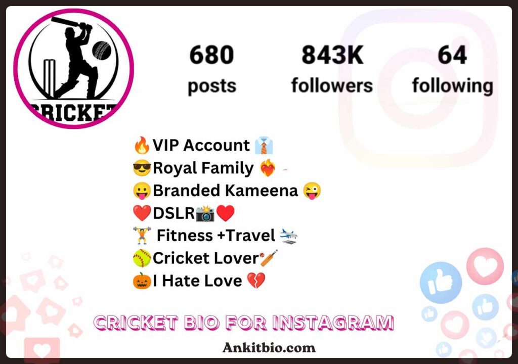 Cricket Bio For Instagram