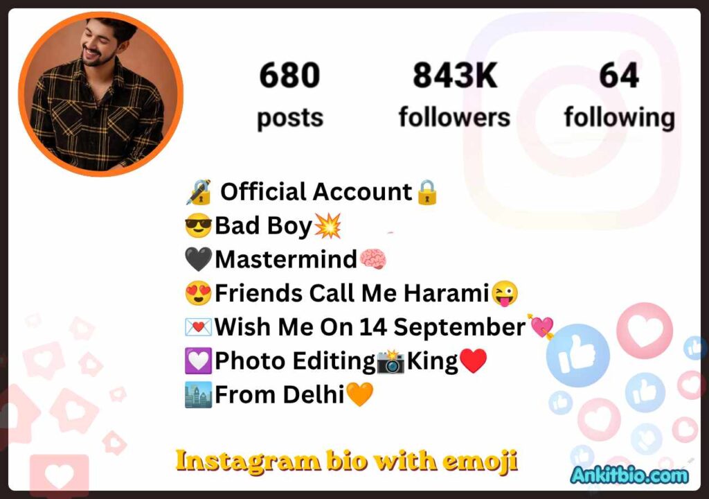 Instagram bio with emoji