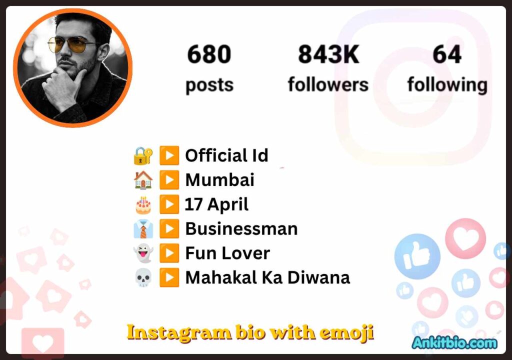 Instagram bio with emoji