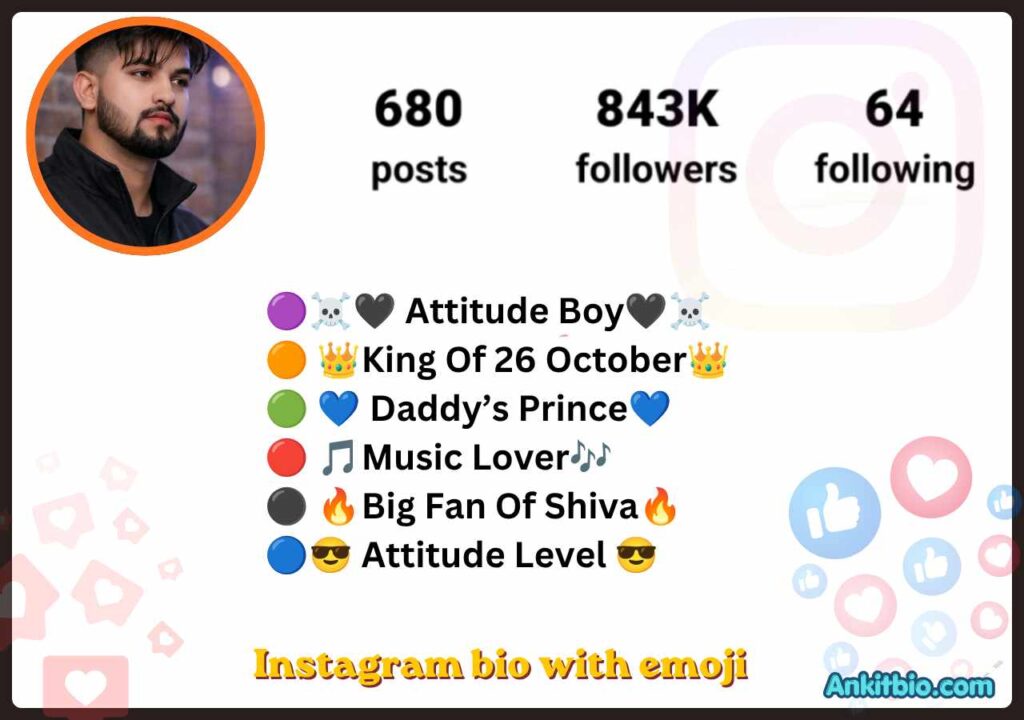 Instagram bio with emoji