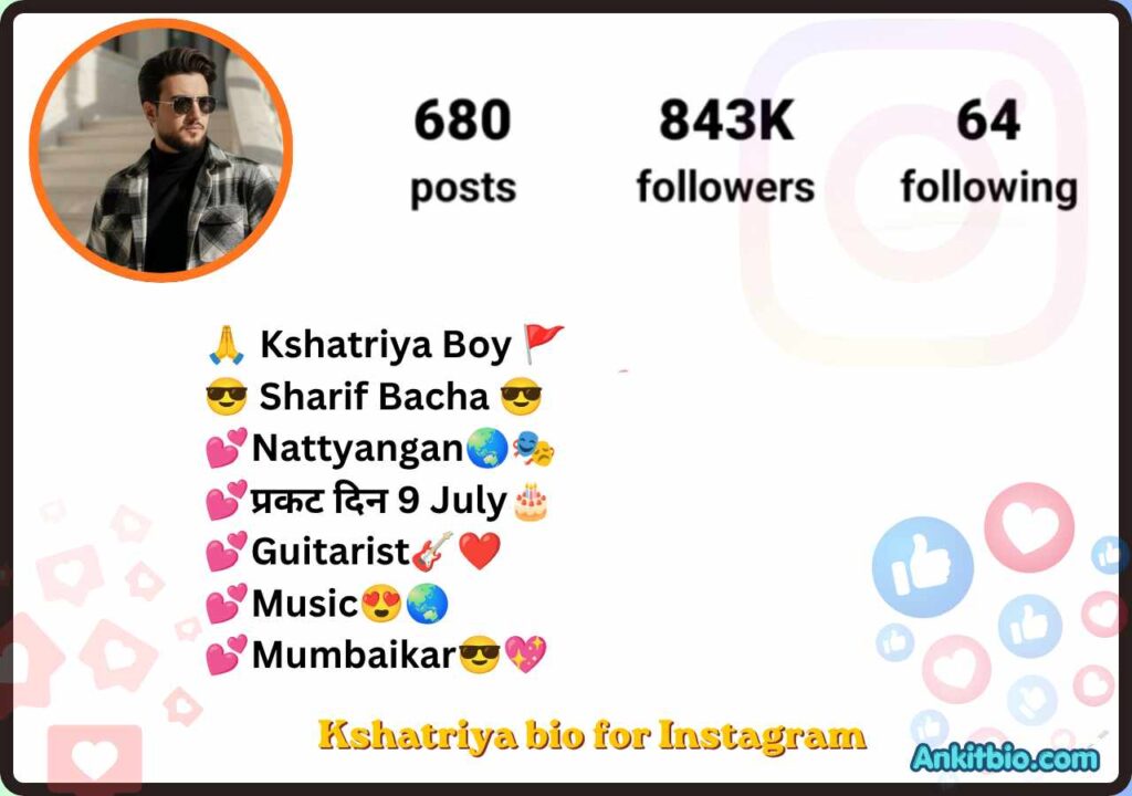 Kshatriya bio for Instagram