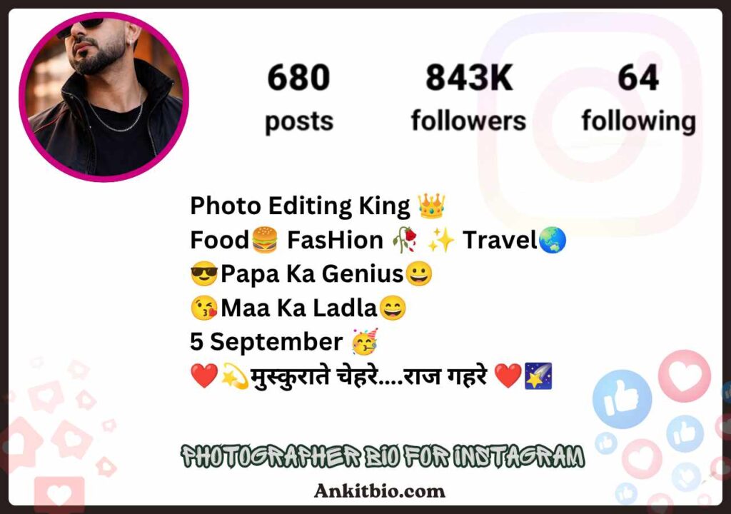 Photographer bio for instagram