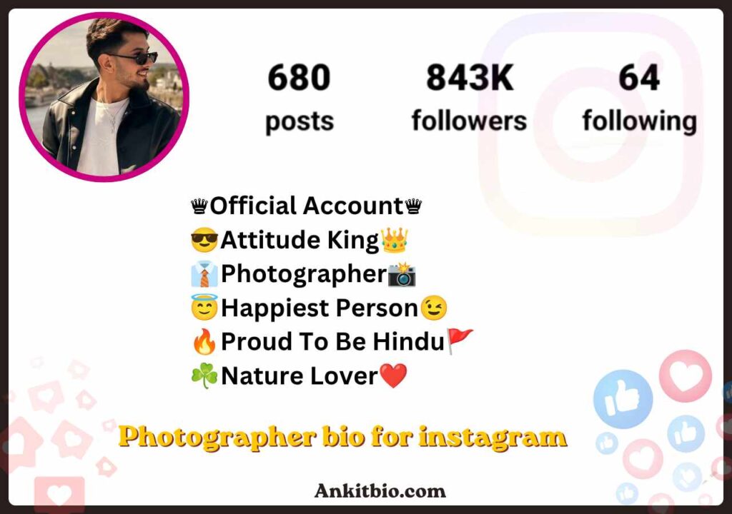 Photographer bio for instagram