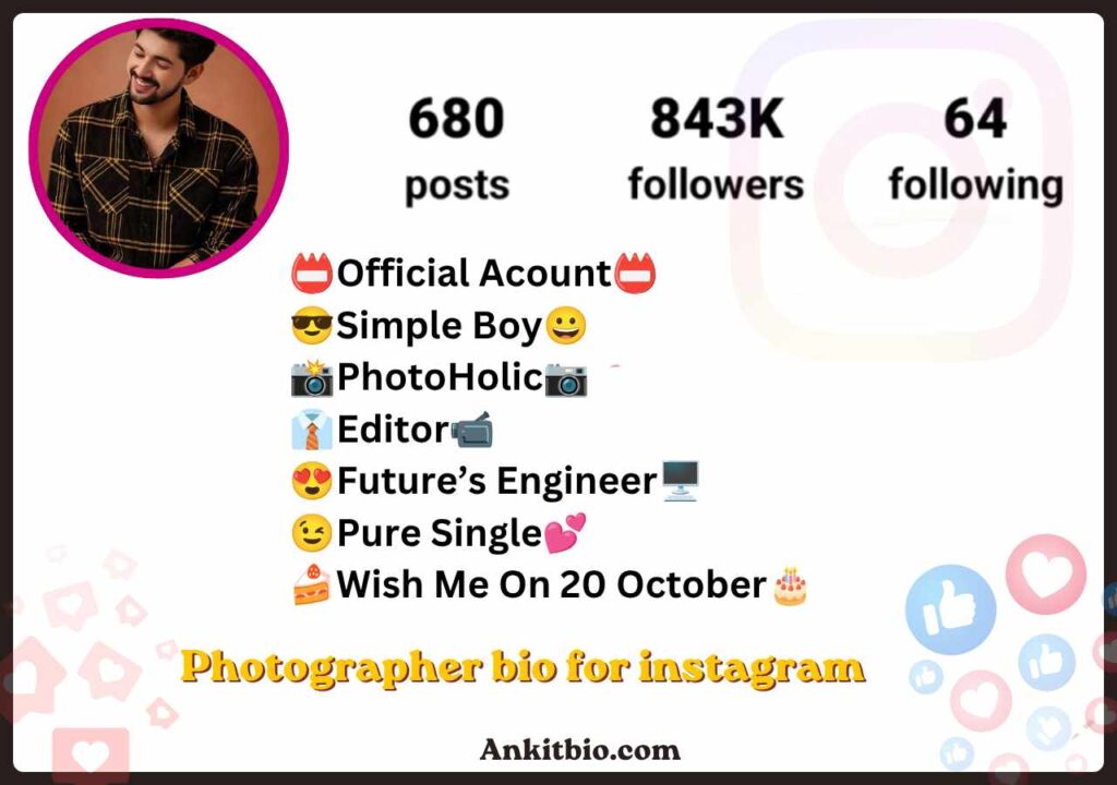 Photographer bio for instagram