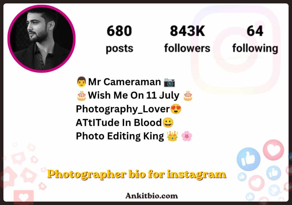 Photographer bio for instagram