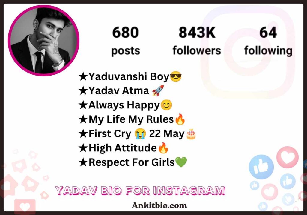 Yadav Bio For Instagram