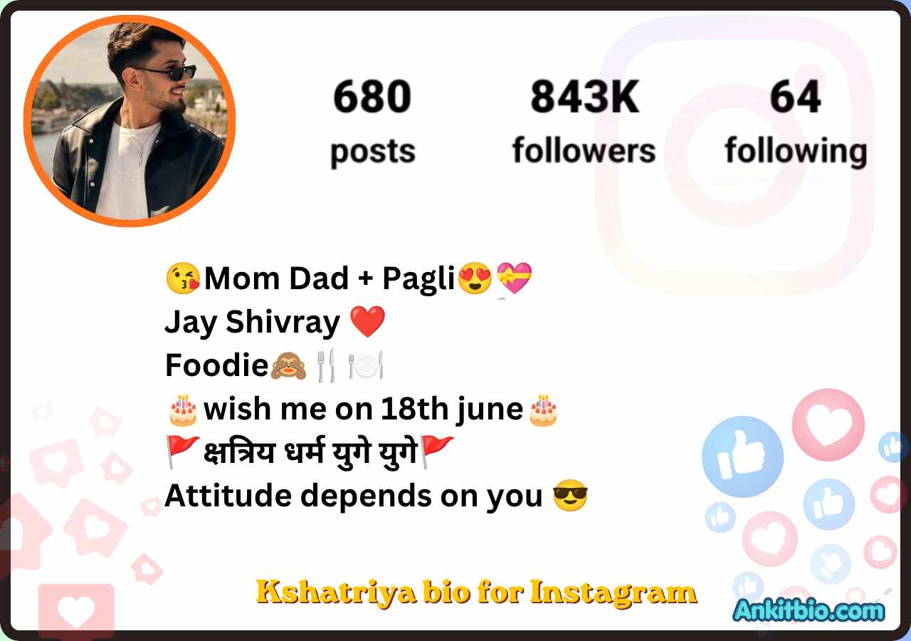 Kshatriya bio for Instagram